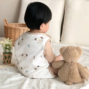 마롤로뜨 빌리지 극세사 아기 수면조끼 아기내의 실내복 겨울 유아잠옷 보온, 마뭉이_극세사 수면조끼