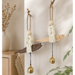 esg 환경교육 전통놀이 양말목 공예 액막이 명태 만들기 diy 키트 업사이클링 현관종 도어벨, 베이지