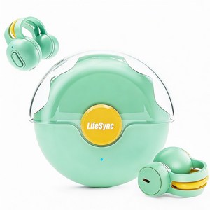 LifeSync 오픈형 블루투스 이어폰 귀걸이형 무선 이어폰 귀 안아픈 운동용 자동페어링 방수, 그린, H08