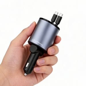 LUMANOKI 100W 4구 릴타입 차량용 고속충전기, 미니 C -Type+C -Type, 혼합색상