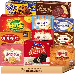 사무실 과자 세트 촉촉한초코칩1 크라운산도딸기1 버터와플1 뽀또치즈1 오예스미니1 화이트하임1 초코하임1 빈츠1 마가렛트1 쿠크다스케이크1 쿠크다스화이트1 몽실1, 12개
