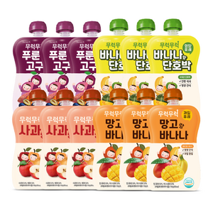 무럭무럭 과일퓨레 알뜰팩 모음, 100g, 12개, 사과배/망고바나나/푸룬고구마/바나나단호박