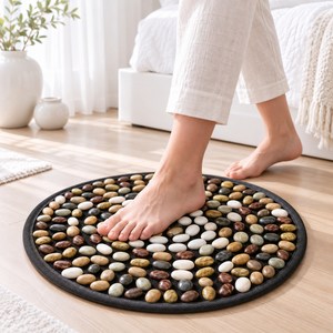 하네르 발지압매트 천연자갈 돌지압발판, 블랙, 1개