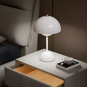 가온루트 모던 3색 밝기 조절 버섯 취침등 단 스탠드 인테리어 조명 침실 무드등, 화이트