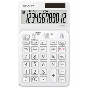 샤프 일반용계산기 EL-VN82 각도조절 디스플레이 검수 TAX GT 메모리 루트 계산 지원, 화이트, 1개