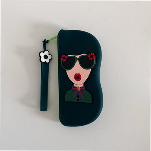 실리콘 안경 케이스 선글라스 여행용 파우치, 1개, 딥그린
