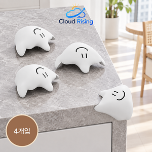 CLOUD RISING 구름형 실리콘 가구 모서리 보호대 테이블 코너 충격 방지 가드, 플루이드형 화이트, 4개