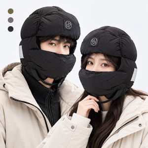 겨울 방한모자 탈부착 페이스커버 길이조절 귀덮개 스키모자 등산모자 라이딩 모자, 1개, 블랙
