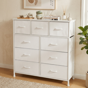 Home Cozy 패브릭 다용도 서랍장 4단 9서랍 대용량 수납장, 화이트, 9개