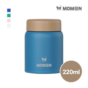 모멘 미니 이유식 보온병 스테인리스 보온보냉 미니 푸드자 미니죽통, 블루, 1개, 220ml