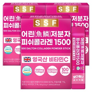 순수식품 500달톤 저분자 피쉬 콜라겐 1500mg 스틱 3박스(300포) 실속형 비타민C, 2.5g, 300개