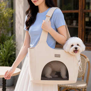강아지 고양이 겸용 이동가방 여름용 통기성 좋은 반려동물 슬링백 앞가방 산책 외출 펫캐리어 소형견 중형견 가능, 1개, 화이트