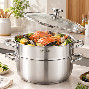 찜기 냄비 프리미엄 스텐 찜냄비냄비 다용도 찜기+전골냄비 세트, 1개, 26cm