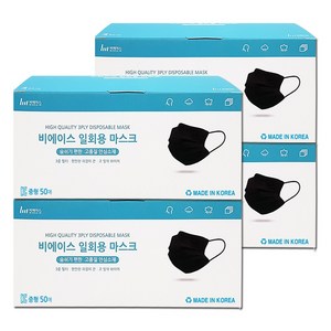 비에이스 일회용 덴탈마스크, 중형 블랙, 4개, 50매