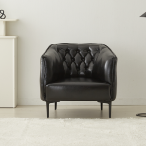 플로바움 모스카토 1인용 가죽 거실 소파 방문설치 슬림 디자인, 블랙(SA1569)