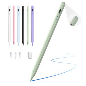 JAMJAKE 아이패드 호환 스타일러스 펜슬 스마트 터치펜 초미세 펜촉 USB-C 충전식 SP8, 1개, 초록