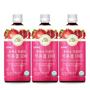 GNM자연의품격 통째로 NFC 착즙한 100%석류즙 원액 주스 1000ml, 3병