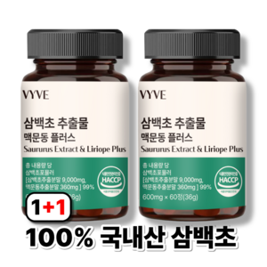바이브 삼백초 추출물 맥문동 플러스 100% 정품 haccp, 2개, 60정