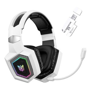 ONIKUMA 무선 게이밍 헤드셋 3모드 연결 가상 7.1 노이즈캔슬링 마이크, 화이트, GT806