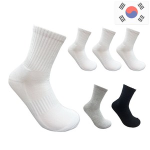 비바슈슈 남성용 스포츠 쿠션 면양말 중목 무지 6켤레