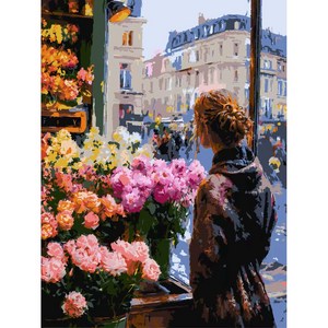 luntim DIY 명화그리기 유화 그림 그리기 선물 아크릴화 30x40 꽃그림 감성 힐링 풍경화, 1개, 파리 꽃시장