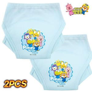 화영탈렌트 뽀로로 유아 샘방지 순면 배변 훈련 팬티 2P, 2개, 블루