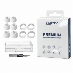 XDcase 갤럭시 버즈 FE용 3쌍 교체용 실리콘 이어팁 & 이어후크 키트 청소용 브러시 포함, 1세트, 흰색