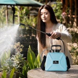 Lunoire 전동분무기 휴대용 소독용 약살포기 다기능 4종 노즐 가정용 분무기 원예용 농약살포기 5L 전동 압축분무기, 블루, 1개