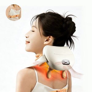 WEKILI 목 어깨 마사지기 무선 온열 안마기 지압 승모근 마사지 저소음 찜질 휴대용 충전식, 오렌지, D2M01