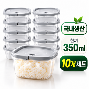 모아렌 냉동밥 보관용기 국내생산 전자레인지용, 10개, 그레이 350ml