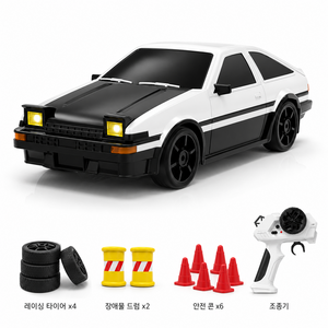 무선조종 RC 드리프트 레이싱카 4WD LED 라이트 2.4GHz 1:24, 1개, 검은색 AE86