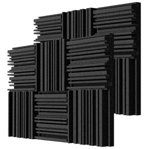 TroyStudio 고밀도 흡음재 방음재 30x30cm (5cm두께) 12/36 장 그루브 디자인 녹음실 방송 게임방 벽 천장용, 12개, 블랙