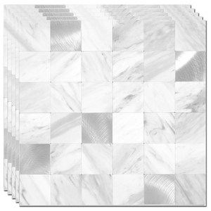 깨지지않는 간편 인테리어 붙이는 접착식 프리미엄 메탈 데코타일 (5개묶음무료배송), MZT__M04 (메탈믹스카라라마블)_5개