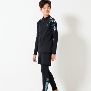 엘인보아 주니어 래쉬가드 집업 칼라야자블랙 반바지상하