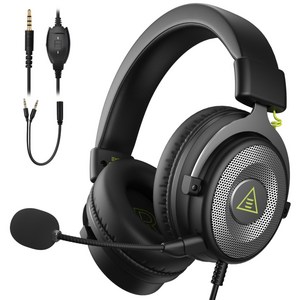 EKSA E900 게이밍 헤드셋 탈착식 노이즈캔슬링 마이크 ps4/ps5/xbox 호환, 블랙 3.5mm 연결선, 3.5mm 연결선