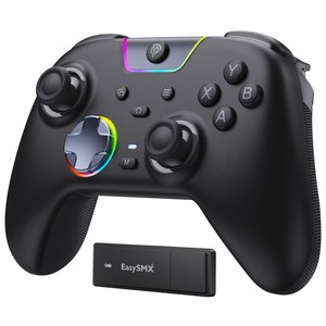 EasySMX X05 Pro 게임패드 컨트롤러 무선 조이스틱 PC게임패드 안드로이드 iOS 닌텐도 스위치 호환, 1개, 블랙(충전 도크 미포함)