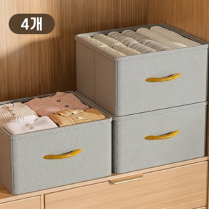 서랍형 접이식 옷장 정리함 패브릭 수납함 4P 세트, 4개, 그레이