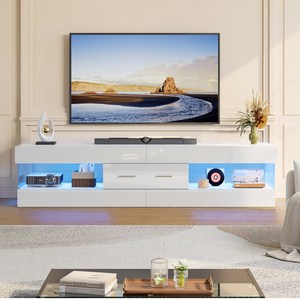 Bestier 티비다이 LED 거실장 서랍형 원룸 거실 TV테이블, 화이트