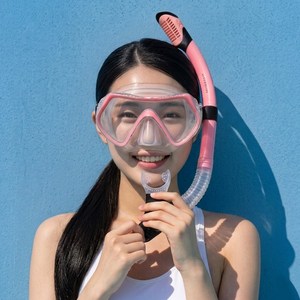 유스윔 용 스노쿨링 프리다이빙 스노클링 장비 세트 실리콘 물유입차단 성인 풀드라이 잠수가능, 핑크