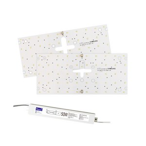 한빛 LED 가정용 LED모듈 40x17.5cm 50W 셀프 교체 삼성 거실 방등 자석 설치 (안정기 포함), 1박스, 02.사각방등40x17.5cm(2장)50W, 고급형 / 삼성 S4등급(5630칩), 5700K(밝은 아이보리빛), 기타색