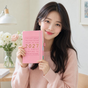 비유어셀프 2027 날짜형 데일리 다이어리 A5 업무용 플래너 노트 일기장 직장인, 1개, 핑크