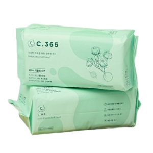 C.365 일회용 페이스타올 순면 100% 독일Dermatest 무형광 유아동안전 항균, 1개, 60개입