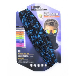HMK 프리미엄 멀티 쿨 넥워머 마스크 자외선 차단 남여공용 스카프 12가지 색상, 1개, 09 네온블루