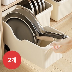집똑똑이 슬라이딩 후라이팬 정리함, 화이트, 2개, 1단