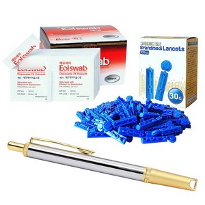 그랜드메디 수 사혈기+바늘100개+알콜스왑100매 세트, 1세트, 1개입