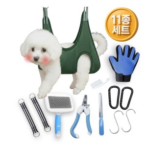 해피콩이 강아지미용거치대 고양이 미용 발톱깎이 발톱깎기 해먹 눈꼽 빗 브러쉬 테이블 거치대 애견 반려동물, 1개, 그린 XS