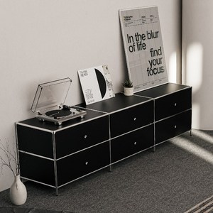 올리비아 1800 모던 모듈 서랍 티비다이 거실장, 블랙