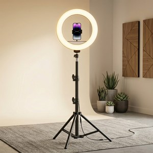 LED 링라이트 조명 스탠드 휴대폰 촬영용 삼각대 셀카 방송 유튜브 라이브 조명, 1개, 기본