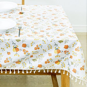 캐프마켓 플라워 린넨 테이블보 식탁보, 1개, 4인(140 x 180 cm), 오렌지