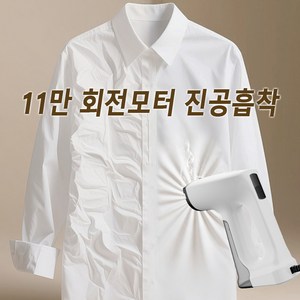 PHILOGEO 진공 스팀 다리미 진공흡착 핸디형 원핸드 조작 여행용 가정용 올케어 의류살균99.99%, 흰색
